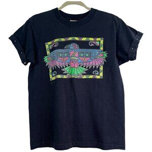 VTG Hazelwood Womens Single Stitch Shirt Size Medium Neon Eagle Rhinestone Stud